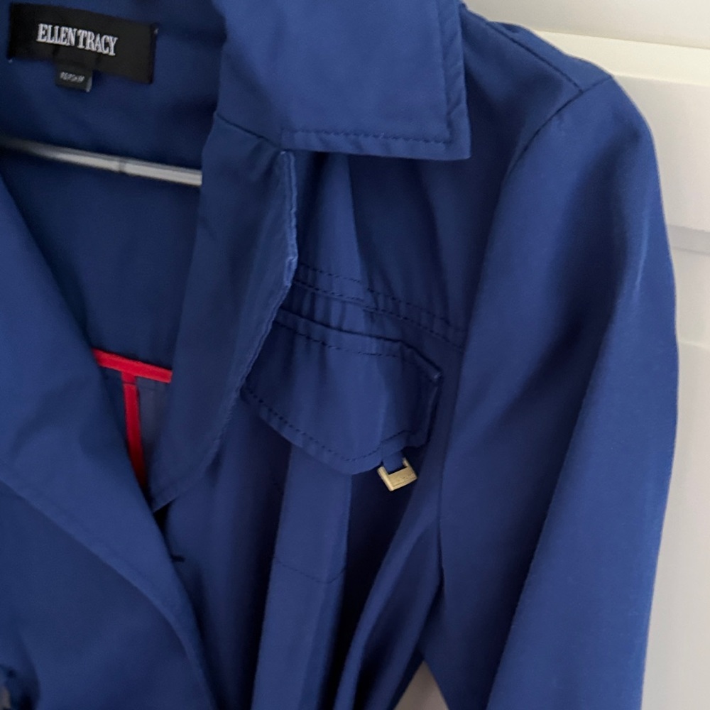 Ellen Tracy Women's Royal Blue Trench Rain Coat - Picture 5 of 7